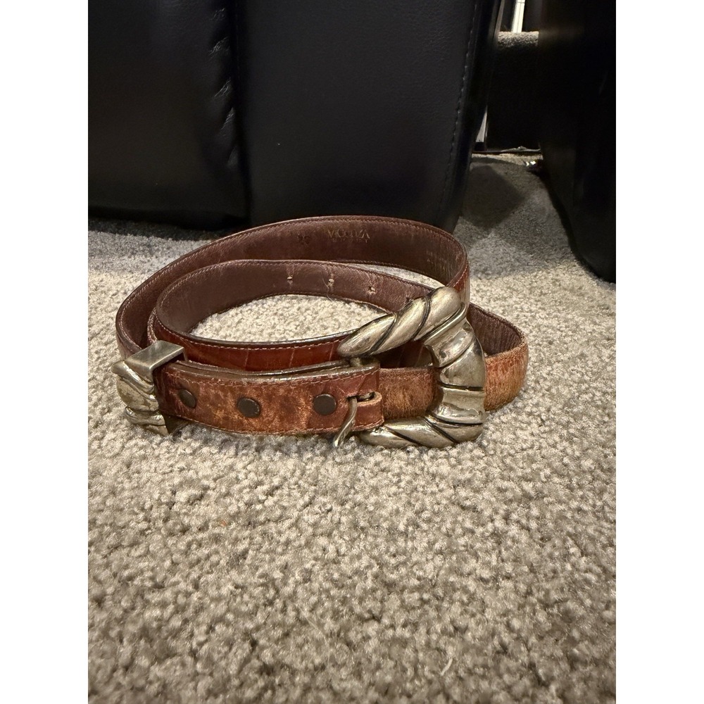 Vicenza Sport Calfskin Alligator Print Belt Sterling Belt Buckle Women's Size 30